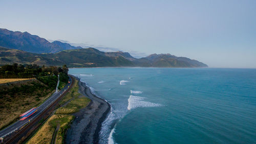 Scenic view of sea against clear sky