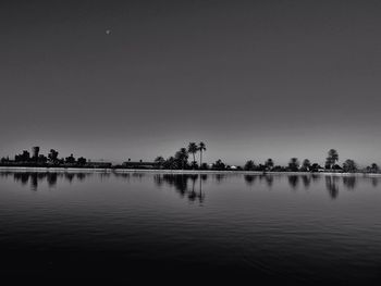 Scenic view of lake against clear sky