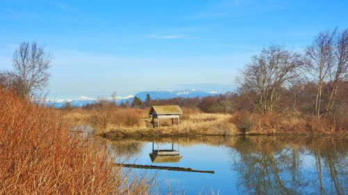 Scenic view of lake against sky