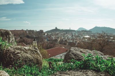 Panoramic view of townscape against sky