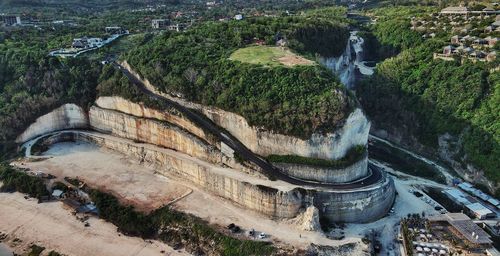 High angle view of road passing through landscape