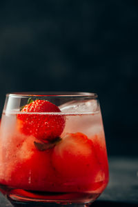 Close-up of strawberry in glass