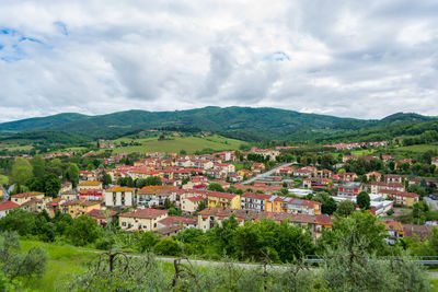 High angle view of townscape against sky