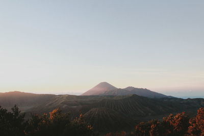 Scenic view of mountains against clear sky