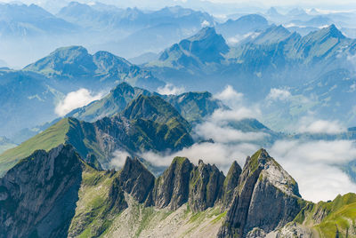 Panoramic view of snowcapped mountains against sky