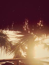 Illuminated fountain at night