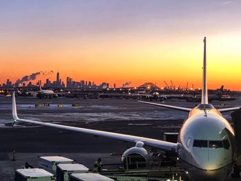 View of city at sunset