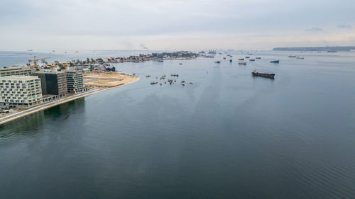 High angle view of river in city