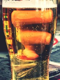 Close-up of beer in glass