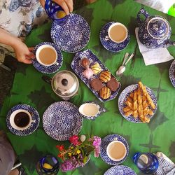 High angle view of food on table