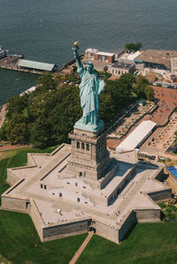 Aerial view of statue of liberty