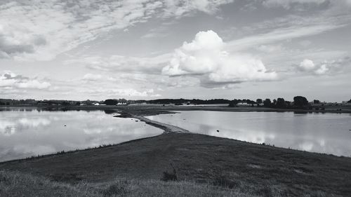 Scenic view of lake against sky