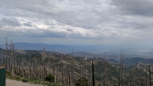 Scenic view of landscape against cloudy sky