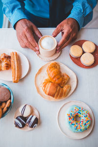 High angle view of food on table