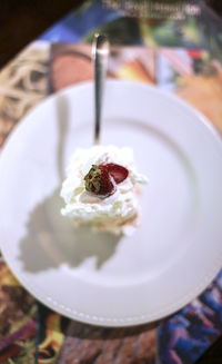 Close-up of cake in plate on table