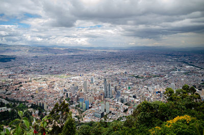 High angle view of townscape against sky