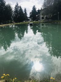 Scenic view of lake against sky