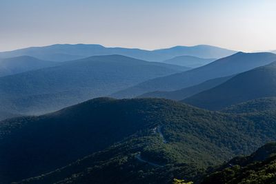 High angle view of mountains against sky