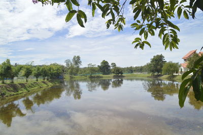 Scenic view of lake against sky