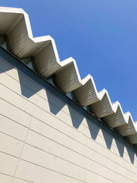 Low angle view of modern building against clear sky