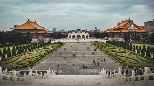 Panoramic view of historic building against sky