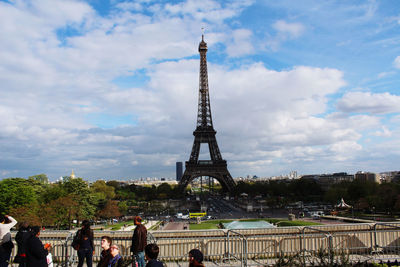 View of tower against cloudy sky