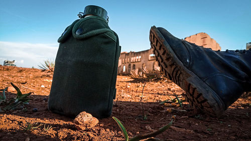 Low angle view of old ruin on field against sky
a soldier at rest  