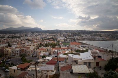 High angle view of townscape against sky