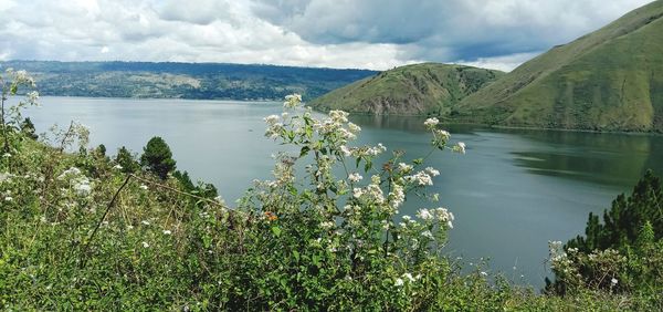 Scenic view of lake against sky