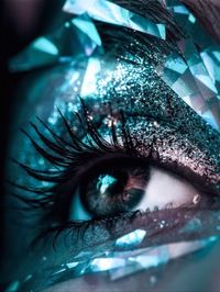 Extreme close-up of woman looking away 