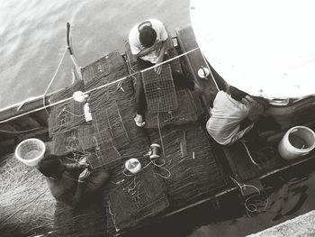 Close-up of man in boat