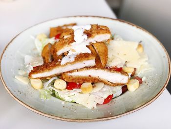 High angle view of dessert in plate