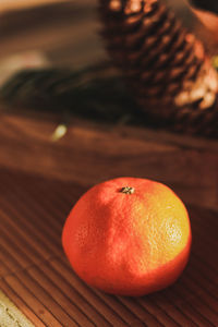 High angle view of orange on table