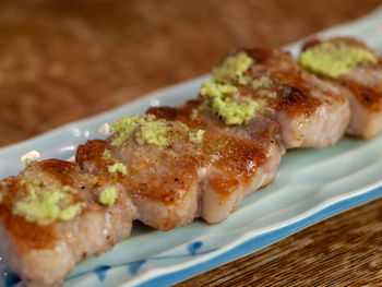 Close-up of meat on plate