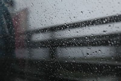 Close-up of water drops on glass