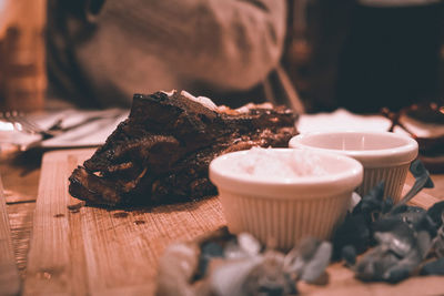 Close-up of dessert on table