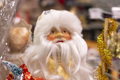 Close-up of a bird on christmas tree