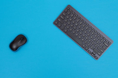 High angle view of laptop keyboard