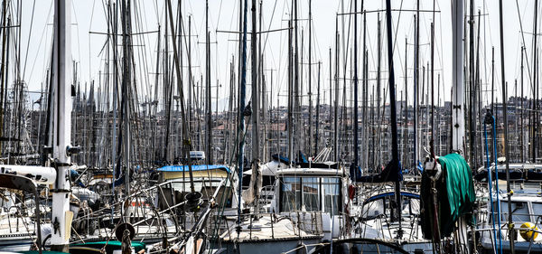 Full frame shot of boats moored at harbor