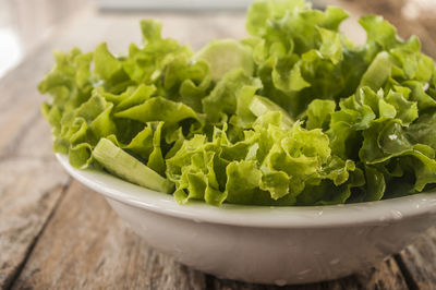 Close-up of leaf salad in bowl