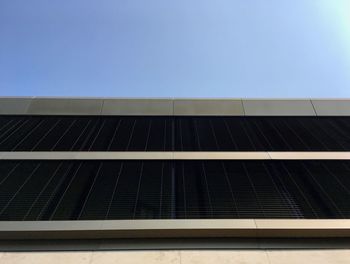 Low angle view of built structure against clear blue sky