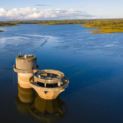 High angle view of sea against sky