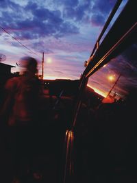 Car against sky during sunset