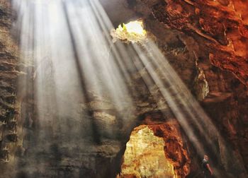 Sunlight falling on rock formation