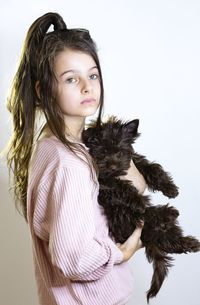 7 year old girl and her dog