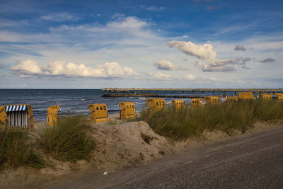 Scenic view of beach against sky