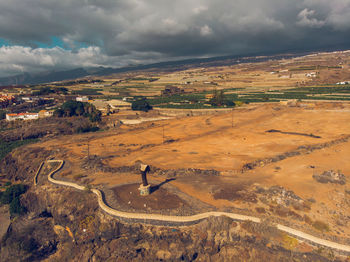 High angle view of road against sky