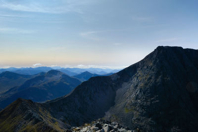 Scenic view of mountains against sky