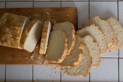 High angle view of bread on table