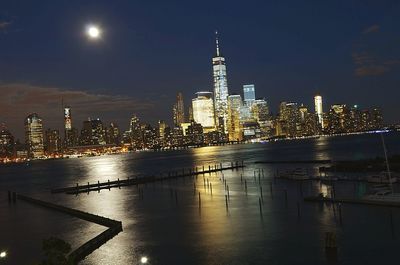 Illuminated city at night